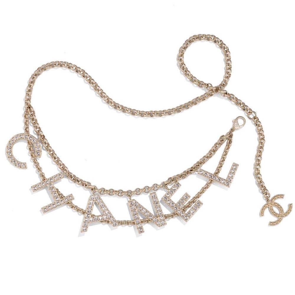 New Crystal CHA-NEL Chanel Letters Belt